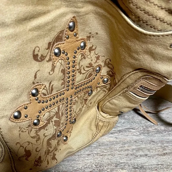 Fossil khaki shoulder/ crossbody bag with studs - Picture 13 of 16